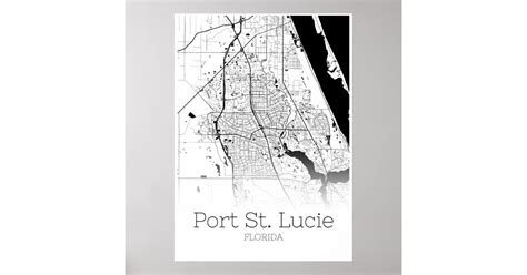 Port St Lucie Map Florida City Map Poster Zazzle