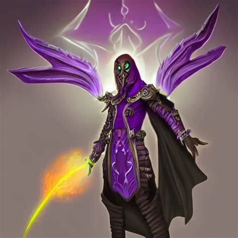 Fit Demon Warlock With White Horns Young Purple Stable Diffusion