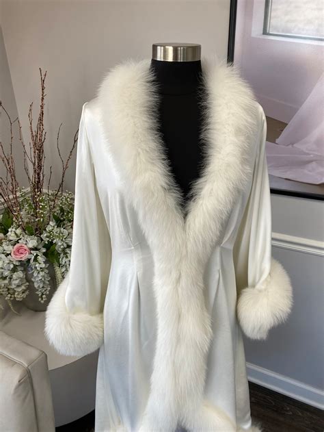 Luxury Silk Fox Fur Robeluxury Robesilk Robebridal Etsy