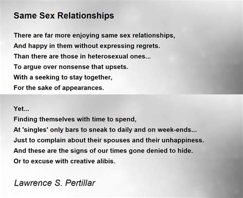 Same Sex Relationships Same Sex Relationships Poem By Lawrence S