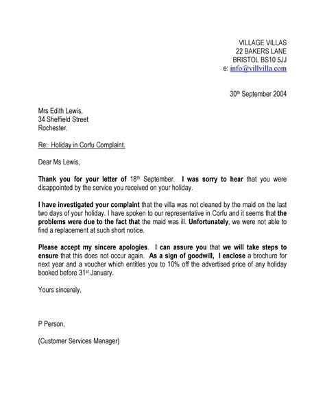Example Letter Of Complaint And Adjustment Letter