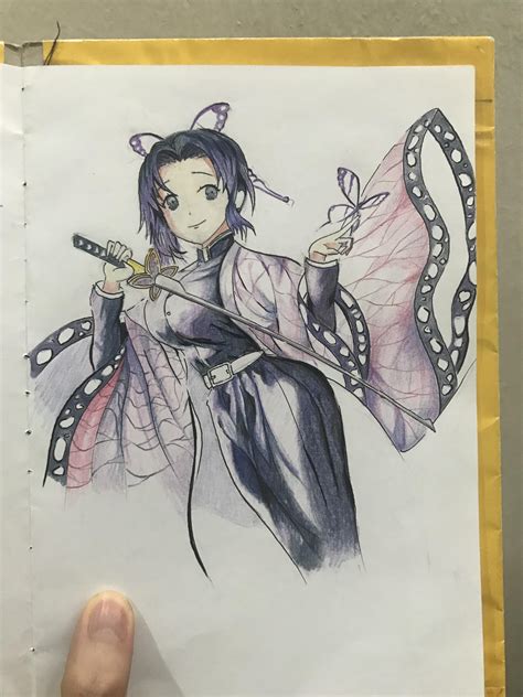 Drawing Of Shinobu Kocho Colour Pencils Rkimetsunoyaiba