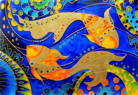 Abstract Glass Painting Of Gold Fish Creative Art