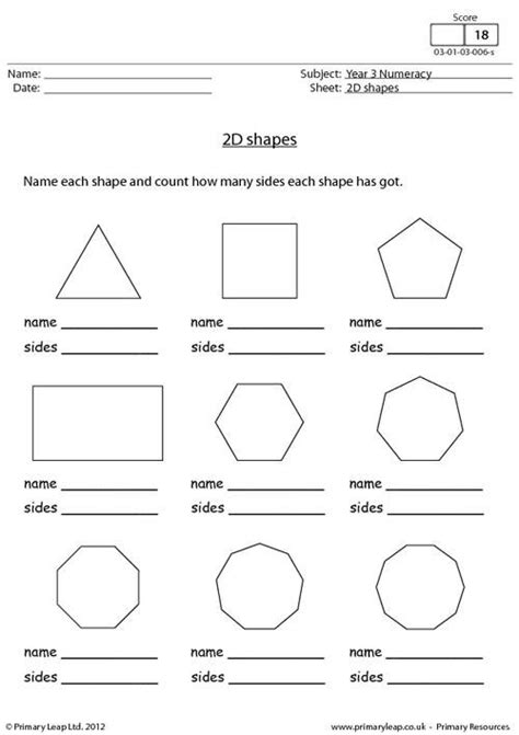 2d Shapes Second Grade Worksheet