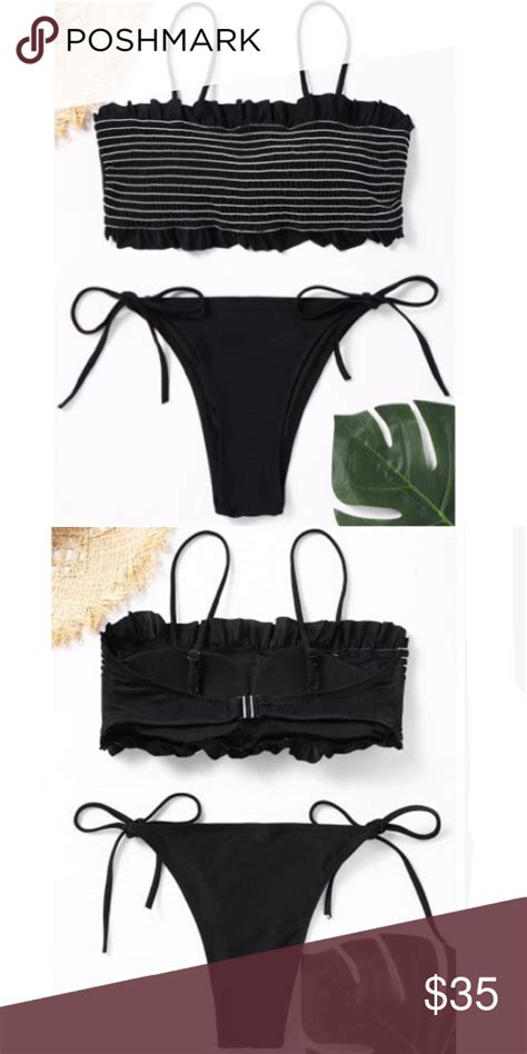 Black Smocked Bikini Set Smocked Bikini Fashion Tips Clothes Design