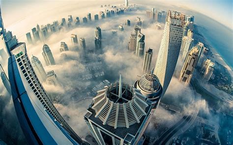 1080p Descarga Gratis Dubai Mañana Niebla Nubes Rascacielos