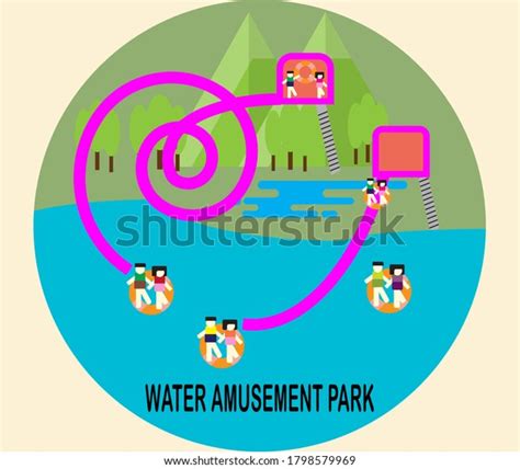 Water Amusement Park Vector Illustration Stock Vector Royalty Free