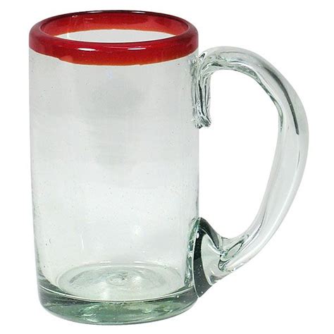 Hoist A Pint With Your Friends In These Hand Blown Beer Mugs From Mexico Bubble Glass And Red