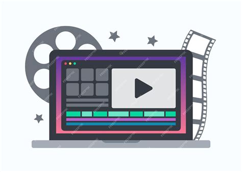 Premium Vector Video Editing On Laptop Concept Vector Illustration