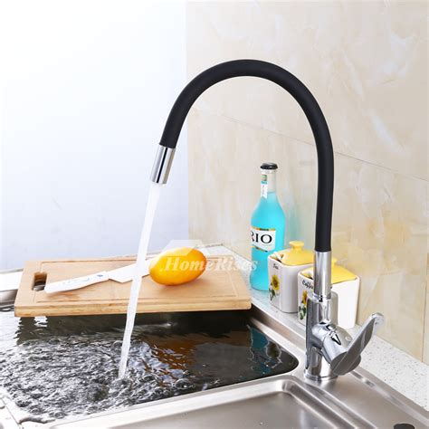 This faucet can make your kitchen look extra special. Gooseneck Kitchen Faucet Black Chrome Single Handle Vessel ...