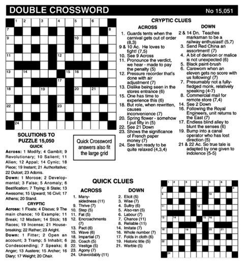 Double Crossword Cryptic Quick 13x13