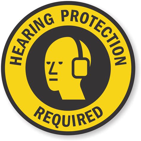 Hearing Protection Required Adhesive Floor Sign