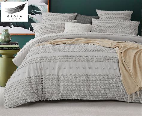 Gioia Casa Tufted Bed Quilt Cover Set Grey Nz