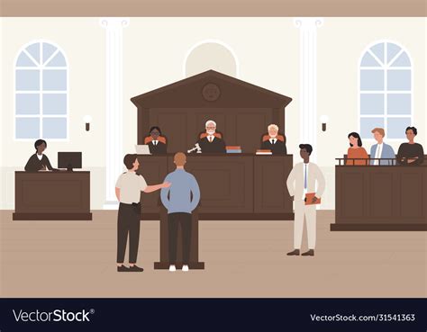 People In Court Cartoon Flat Royalty Free Vector Image