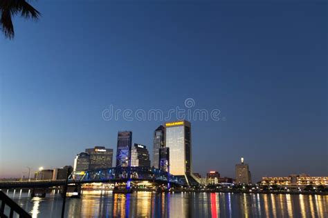 A View Of The City Of Jacksonville Florida At Night Editorial
