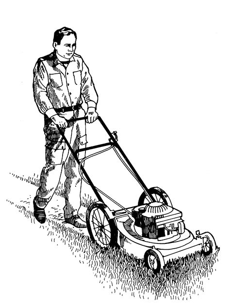 Mower Lawn Clipart Coloring Riding Pages Illustration Drawing Clip