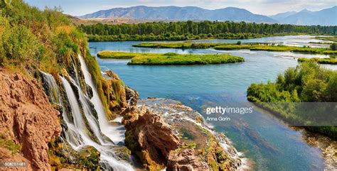 Fall Creek Falls And Snake River Idaho High Res Stock