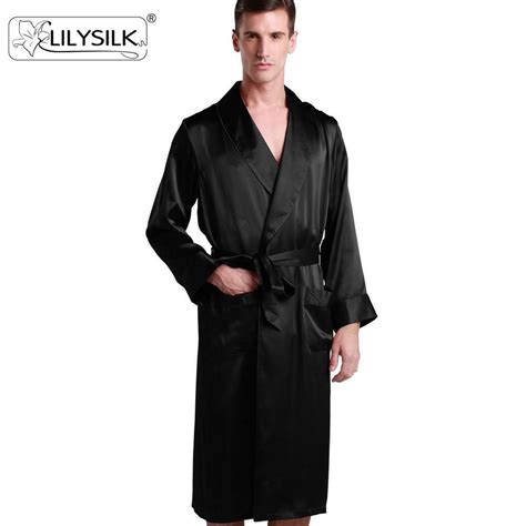 Long Silk Robe For Men Lapel Collar 22 Momme 100 Mulberry Silk Sleepwear Ebay