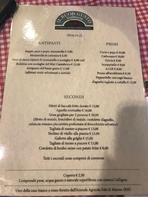 Menu Da Trattoria Del Buon Gusto Ristorante Ravenna