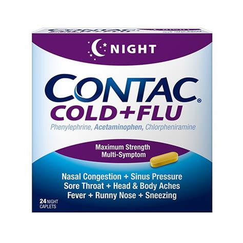 Contac Cold Plus Flu Night Time Maximum Strength Caplets 24 Ea
