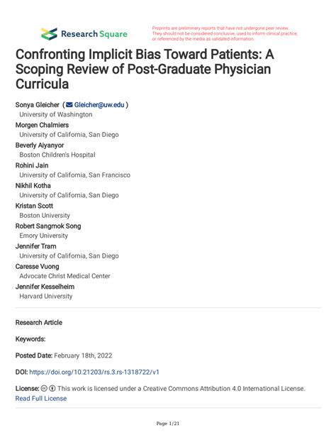 PDF Confronting Implicit Bias Toward Patients A Scoping Review Of