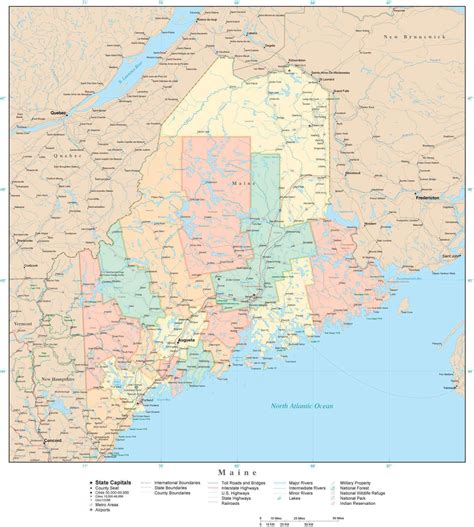Maine State Map In Adobe Illustrator Vector Format Detailed Editable