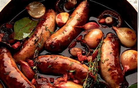Venison Sausages Braised In Red Wine Recipes Delia Online