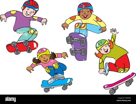 Children Skateboards Stock Vector Images Alamy