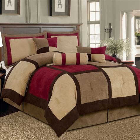 Made from brushed microfiber for exceptional softness, this set is. King size 7-Piece Bed Bag Patchwork Comforter Set in Brown ...