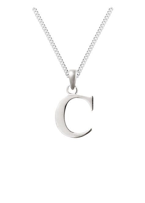Silver Initial Pendant With 18 Curb Chain Sterling Silver 925