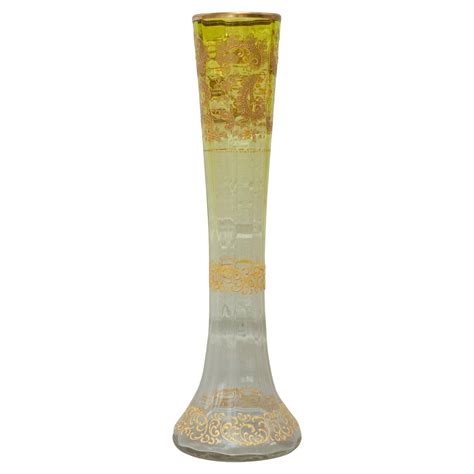 Antique Moser Flared Clear Crystal Vase With Heavy Gilding For Sale At 1stdibs