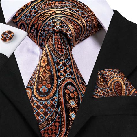 Buy Hi Tie Handmade Silk Mens Ties Brown Paisley
