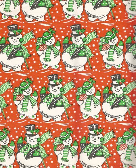 Vintage Christmas Snowman Wrapping Paper Digital Download Printable
