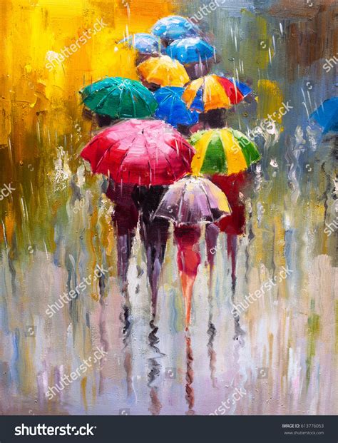 Oil Painting Rainy Day Stock Illustration 613776053 Shutterstock