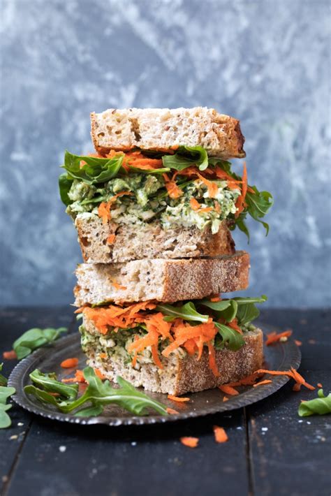 Healthy Pumpkin Seed And Avocado Pesto Chicken Salad Sandwiches