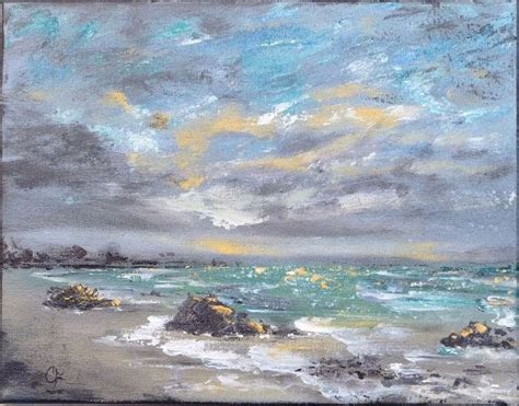Modern Ocean Painting Impressionist Beach Painting Small 8x10