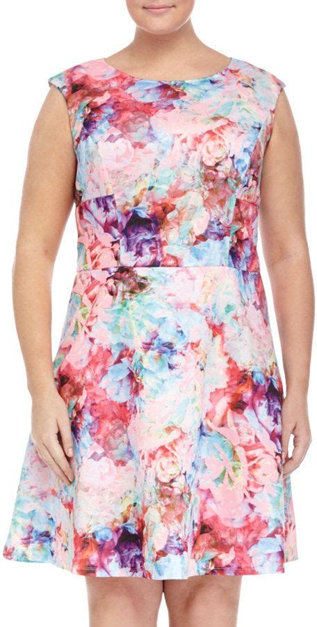 Chetta B Floral Print Fit And Flare Dress Cotton Candy Multi Womens