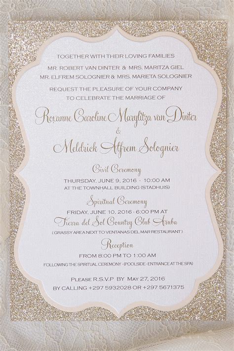 Invitation With Curve Shapes Glitter And Blush Color Invite Original
