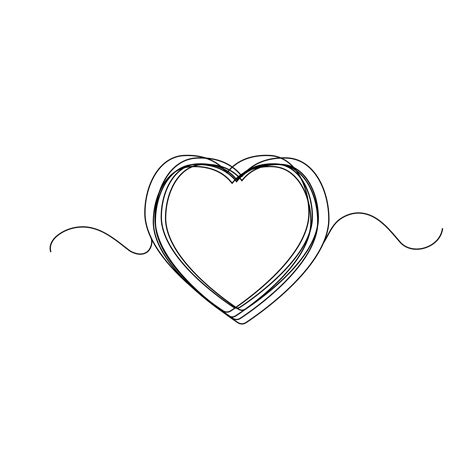 Continuous Thin Line Heart Vector Illustration Minimalist Love Sketch