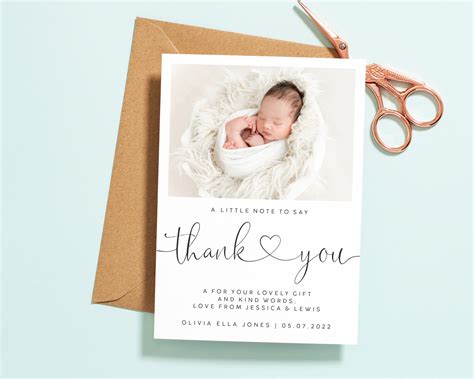 Personalised New Baby Thank You Cards With Photo Birthday Etsy