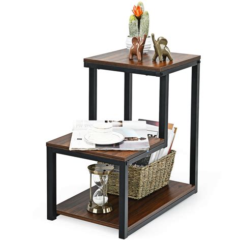 Costway 3 Tier End Table Side Table Night Stand W Storage Shelf For