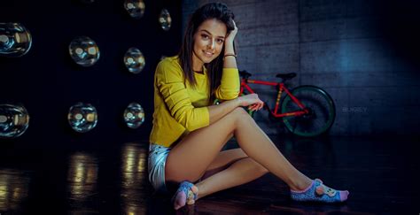 wallpaper women sitting smiling on the floor brunette bicycle jean shorts socks