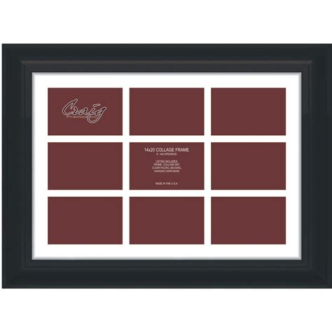 Craig Frames 14x20 2 Black Frame White Collage Mat 9 Openings For