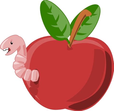 Cartoon Apple With Worm Clip Art Free Vector In Open Office Drawing Svg