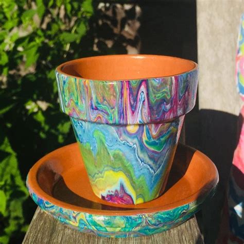 How to paint terracotta pots. Reenie Shannon OLeary on Instagram: "Acrylic paint pour on ...