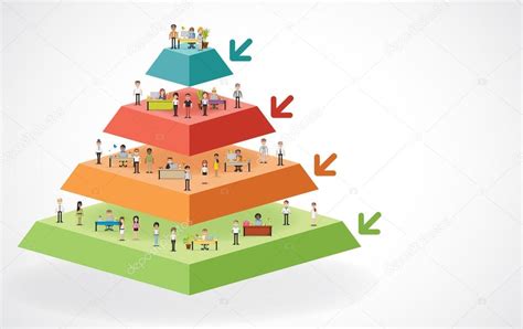 Pyramid Chart With Business People Working With Computer Stock Vector