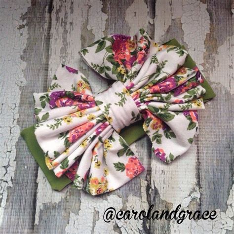 Floral Floppy Bow Messy Bow Head Wrap Turban Baby By CarolandGrace