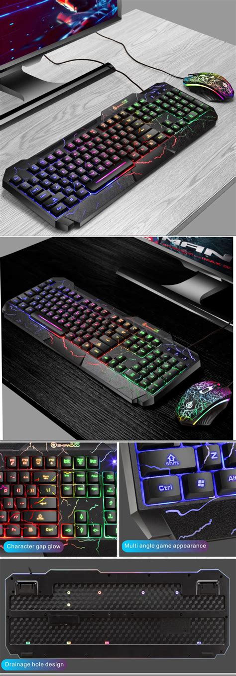 Led Luminous Gaming Keyboard Mouse Combos Usb Wired Gamer Kit Backlight