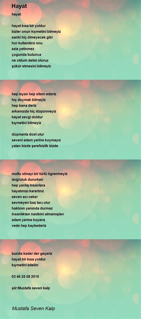 Hayat Şiiri Mustafa Seven Kalp