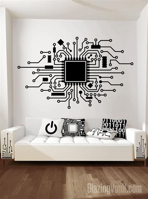 Circuit Board Wall Decal Custom Cpu Wall Sticker Technology Etsy